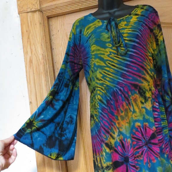 Tie Dye Mini dress or Blouse long bell sleeves - Picture 13 of 16